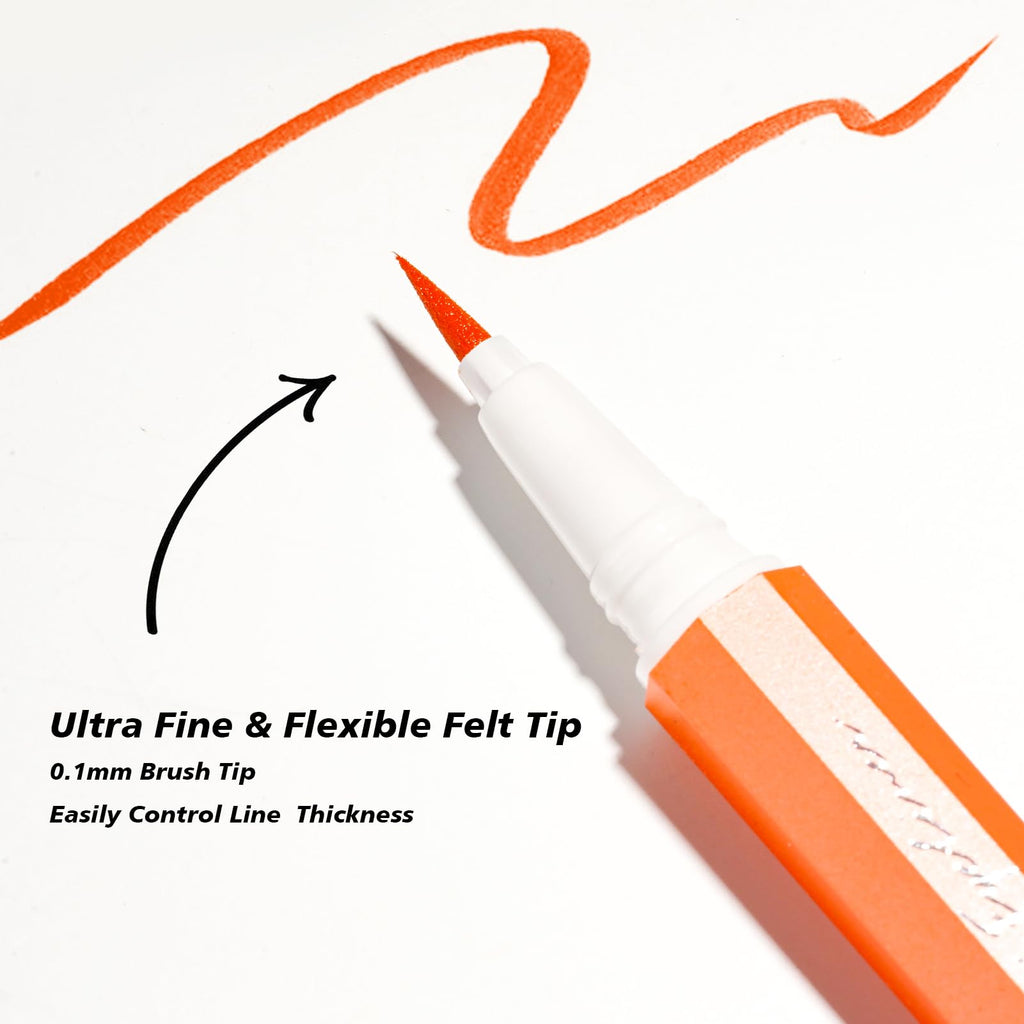 YES.EYE DO Liquid Eyeliner, Ultra Fine Orange Eyeliner, Long Lasting Colorful Eye Liner Pen with Felt Tip, High Pigment,Water Removable, Party Makeup Body Art Use (Tangerine Burst)