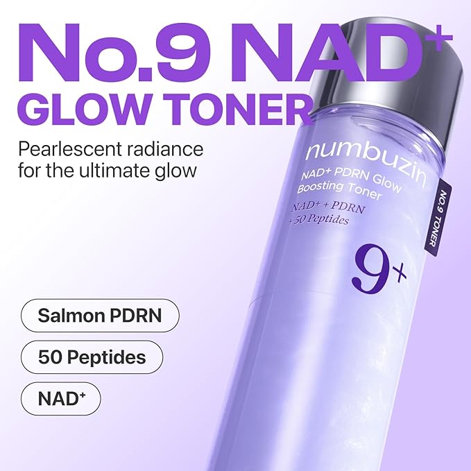 numbuzin No.9 NAD+ Salmon PDRN Toner, Glass Skin Hydrating Toner with Peptides & Niacinamide, Instant Plumping, Firming & Anti-Aging Korean Skincare, 5.07 fl oz