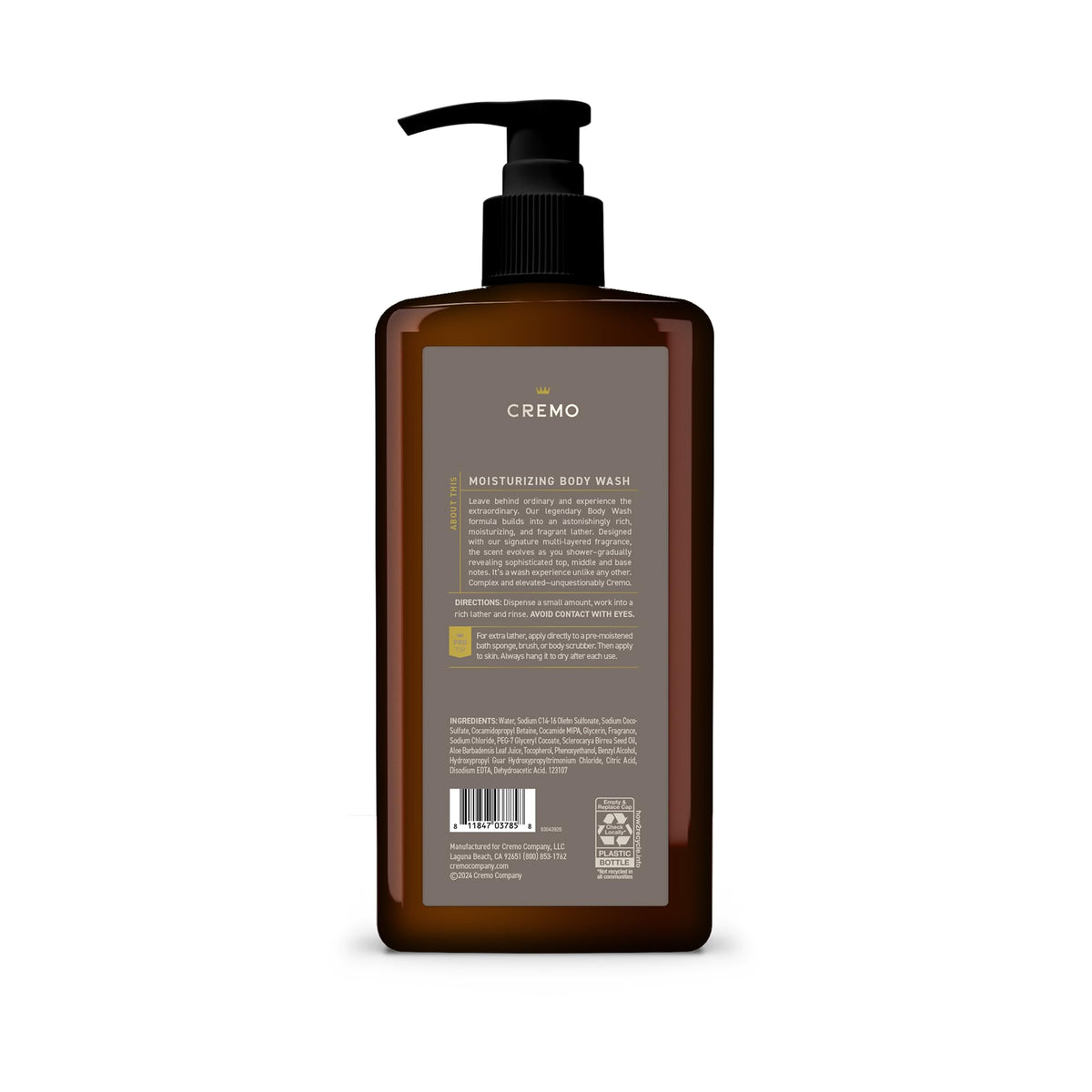 Cremo Body Wash for Men, Vintage Suede, 32 Fl Oz