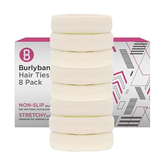 Burlybands Elastic Hair Ties No Damage for Thick Heavy Hair, Blonde 8 Pack