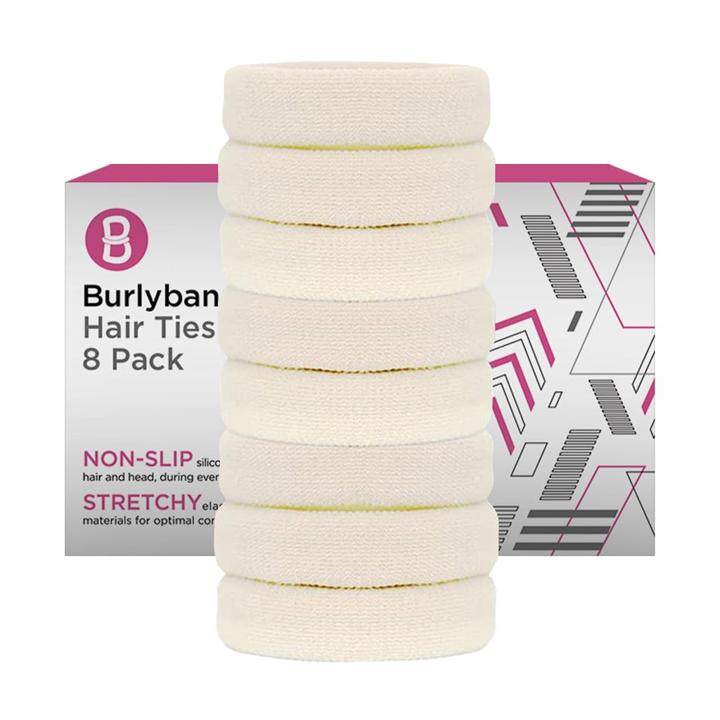 Burlybands Elastic Hair Ties No Damage for Thick Heavy Hair, Blonde 8 Pack
