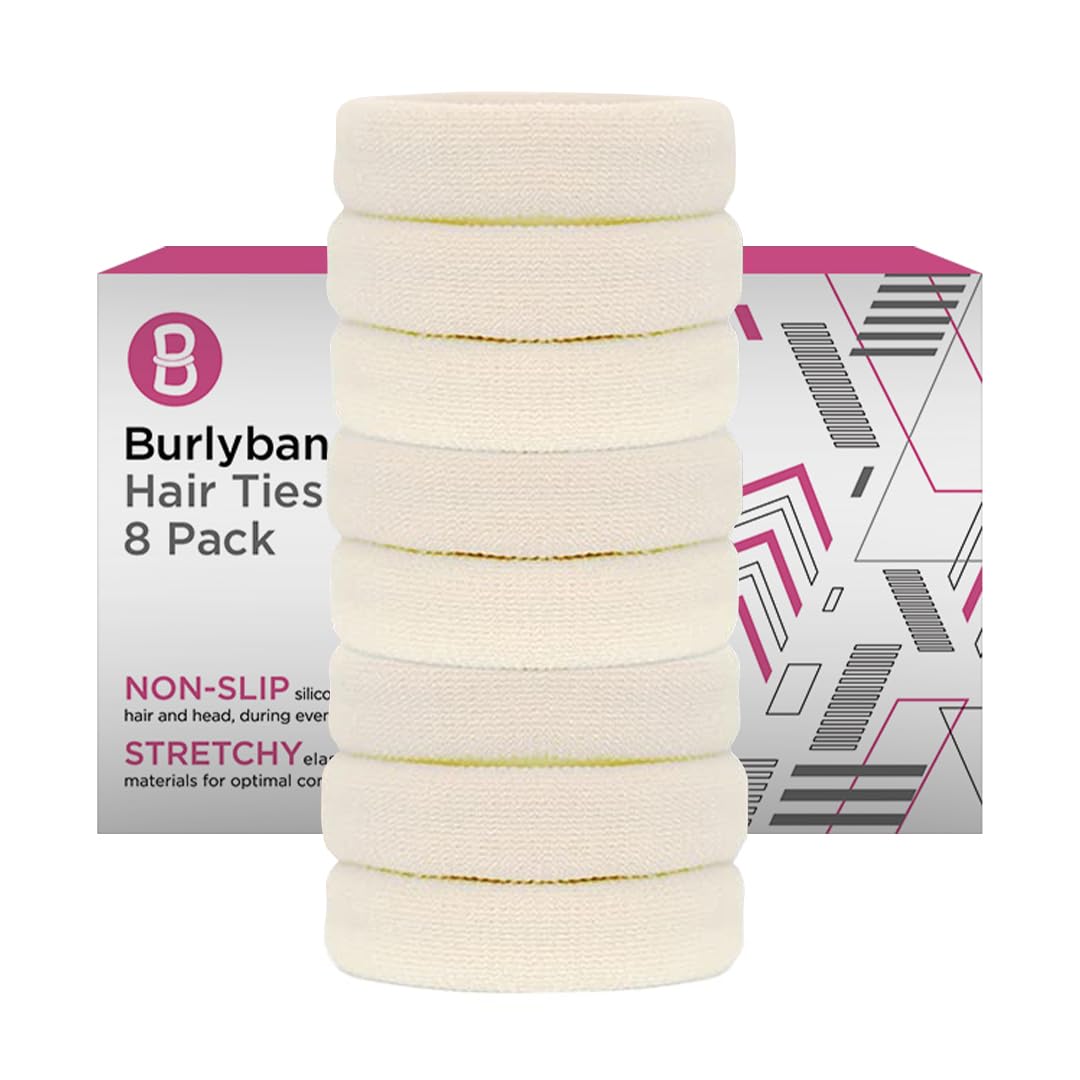 Burlybands Elastic Hair Ties No Damage for Thick Heavy Hair, Blonde 8 Pack