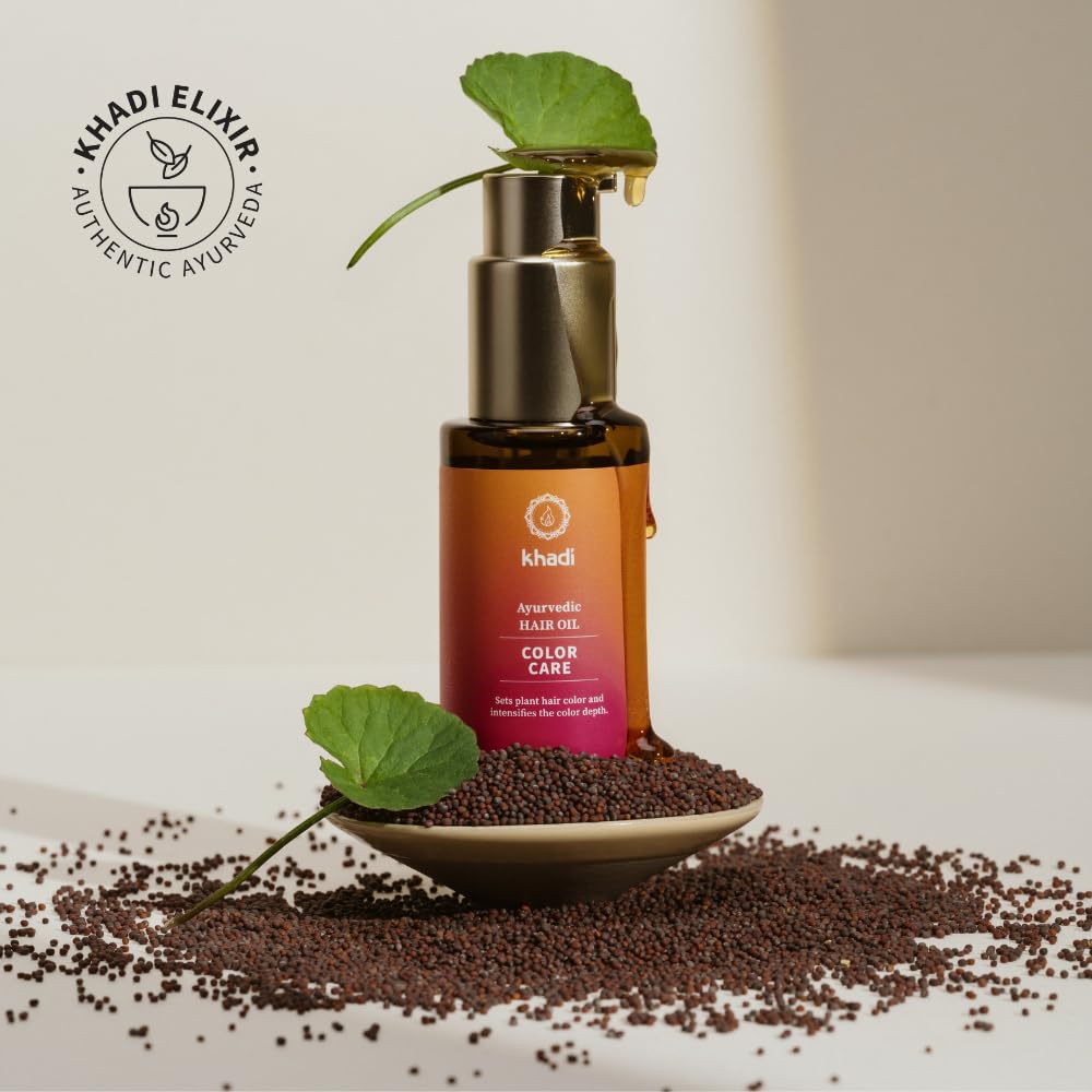 KHADI COLOR CARE Hair Oil - Hair treatment for fixing plant hair color - shine & UV protection - luminosity - 100% natural, plant-based & vegan - 1.69 fl oz