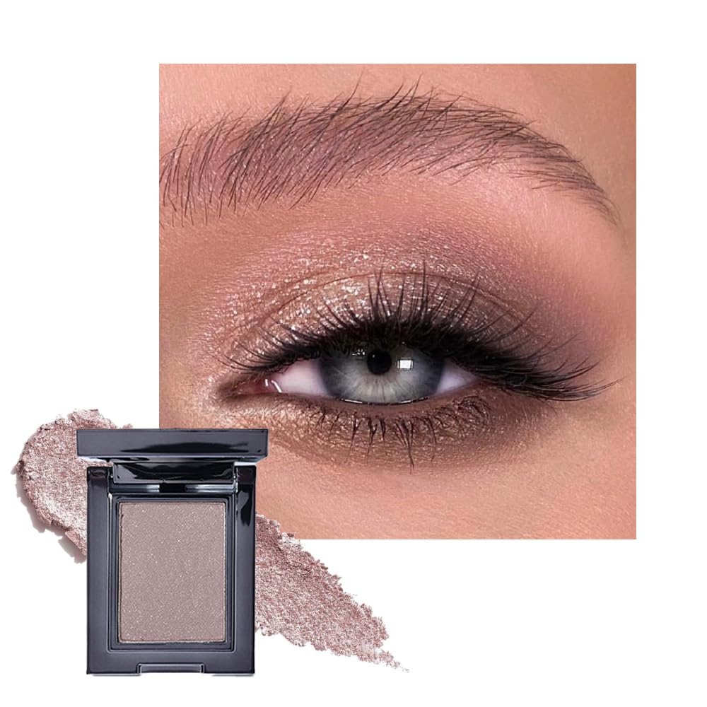 CAKAILA Taupe Mauve Shimmer Single Eye Shadow Palette Makeup with Mirror,Neutral Powder Monochrome Eyeshadow for Older Women,Waterproof Long Lasting Naturing-Looking sombras para ojos
