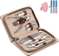 Duo La Me Stainless Steel Nail Clippers Toenail ingrown Clipper Set 15in 1 Pedicure Personal Care Tool Thick toenail Nail File Foot File Cuticle Remover-Heel Scraper and Foot Scrub Cuticle Remover