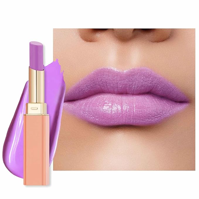 Oulac Pinky Purple Lipstick - Moisturizing Lip Stick Lavender Glossy Tinted Lip Balm, Sheer Shine Juicy Lip Gloss, Hydrating Formula for Dry Lip Care, Vegan Lipsticks Lilac G10