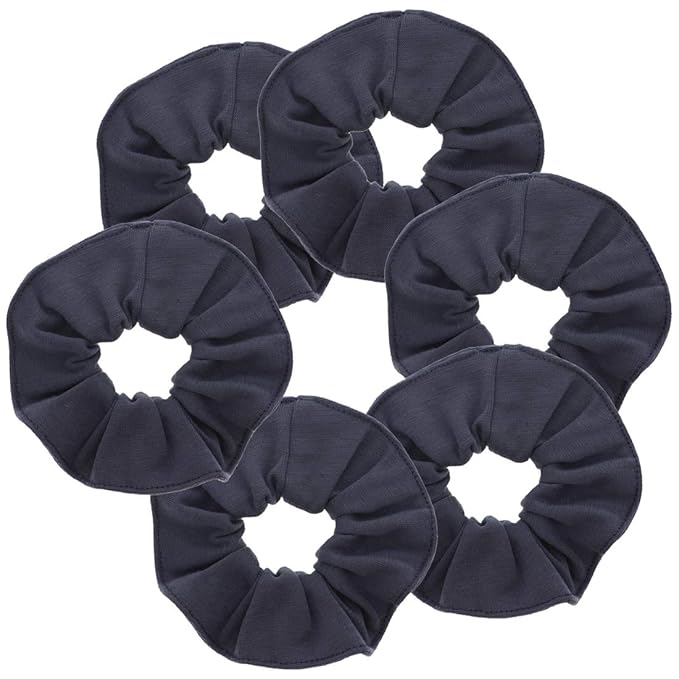 Motique Accessories Large Scrunchies for Women, Pack of 6, Dark Grey