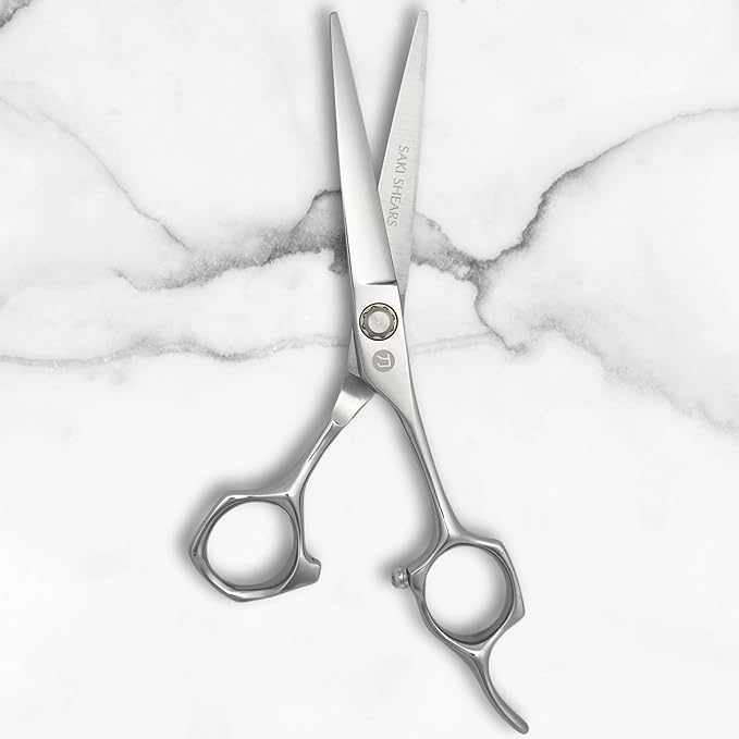 Hair Cutting Scissors for Professionals from Saki Shears - Cuts Wet and Dry Hair - Forged from Japanese 440C Stainless Steel - Sharp, Long Lasting Edge (Steel, 6 Inch Cutting, Right Hand)