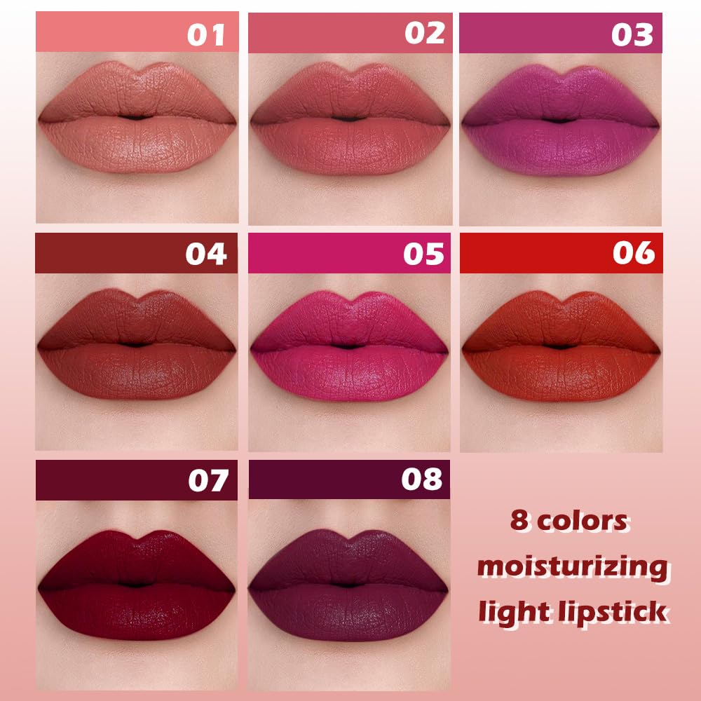 IATMOMOD Purple Matte Lipstick for Women, Long Lasting Waterproof Transfer-Proof Vegan Lip Bar, 24H Moisturizing Smudge-Proof All-Day Lip Color for Daily & Party M03#