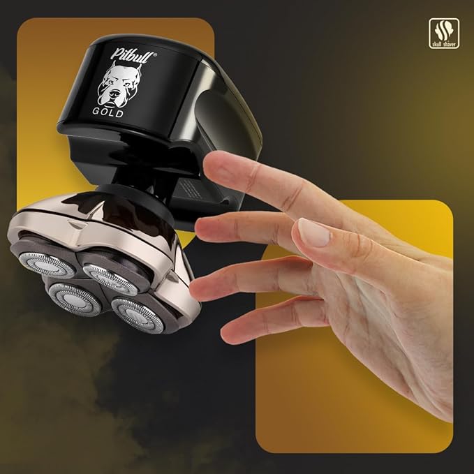 Skull Shaver Pitbull Gold PRO GX5 — Head & Face Shaver for Bald Men | Cordless Wet/Dry Rotary Razor
