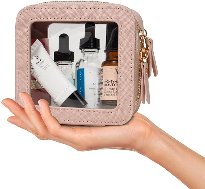 FFpaw Clear Makeup Bag, Small Makeup Bag TSA Approved Toiletry Bag Cosmetic Travel Bag Cute Makeup Bag Organizer Makeup Case Pouch Car Essentials for Women Men