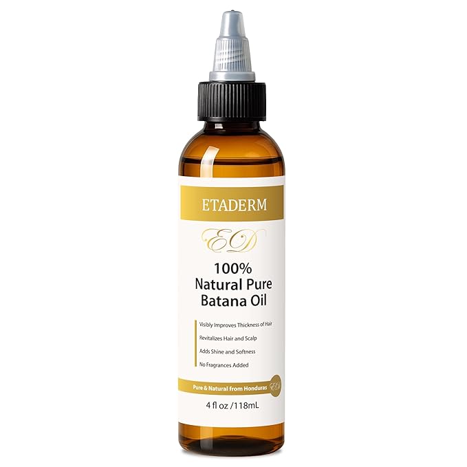 ETADERM 100% Pure Raw Batana Oil for Hair Growth - Stimulates Regrowth, Nourishes & Repairs Damage - All Natural, Cold-Pressed, Authentic Honduras-Sourced Hair Oil for Stronger Thicker Hair, 4 Fl Oz