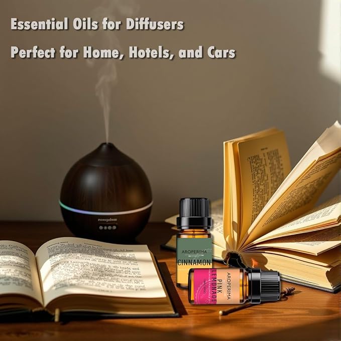 AROPERIMA Spice Essential Oils Set - 6 Sweet & Warm Scents for Diffuser, Candle & Soap Making (Gingerbread, Pink Lemonade, French Vanilla, Cinnamon, Brown Sugar, Sandalwood) 6x10ml