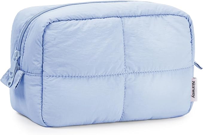 Narwey Puffy Makeup Bag Travel Toiletry Bag, Cute Cosmetic Bag for Women