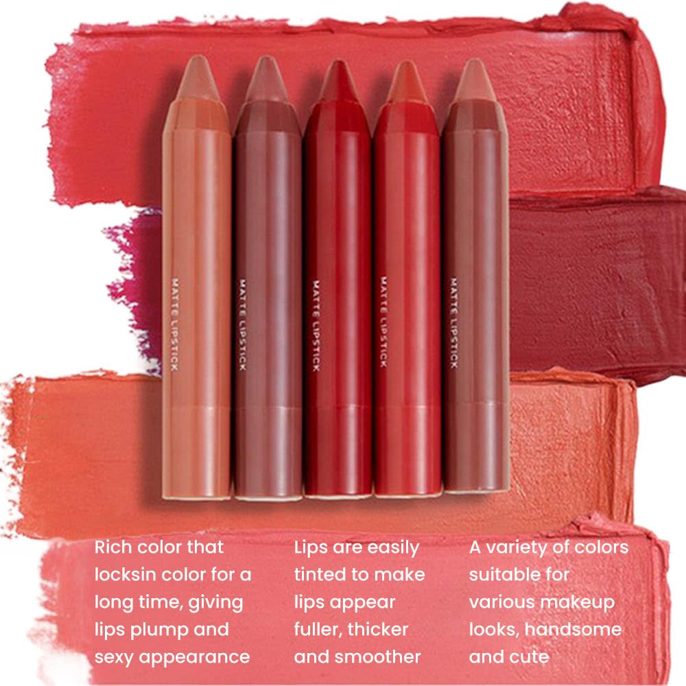 BINGBRUSH Crayon Matte Longwear Lipstick Pack Set,Moisture Smooth Color Stick Ultimate Lip Crayon for Makeup Collection - Waterproof Velvet Lipgloss (3pcs 08#&09#&10#, 3 Count (Pack of 1))