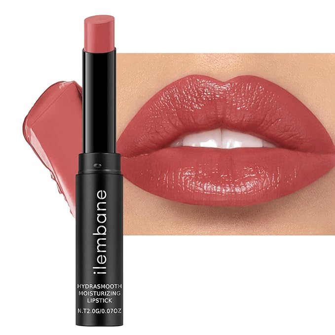 ilembane Hydrating Tinted Lipstick, Dusty Rose Glossy Lip Balm - Lustre