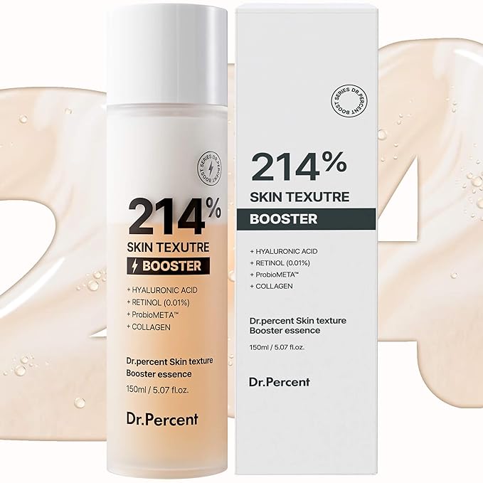 Dr.Percent Skin Texture Booster 214% Essence – Deep Hydration, Glass Skin, Triple Hyaluronic Acid, Collagen & Retinol, Lightweight & Non-Sticky, Visibly Plumping Effect, Korean Skincare, 5.07 fl oz