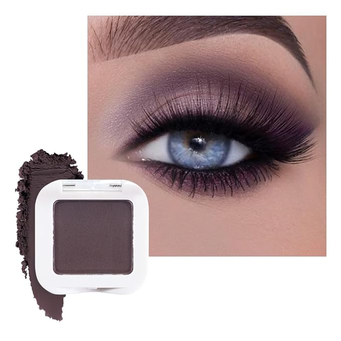 FeiCuiYun Matte Singe Eye Shadow Palette Makeup, Matte Smokey Plum Monochrome Eyeshadow For Old Women, Mini Singe Pressed Pigmented Waterproof Sombras Para Ojos, Vegan, Talc,Paraben & Cruelty Free, 15