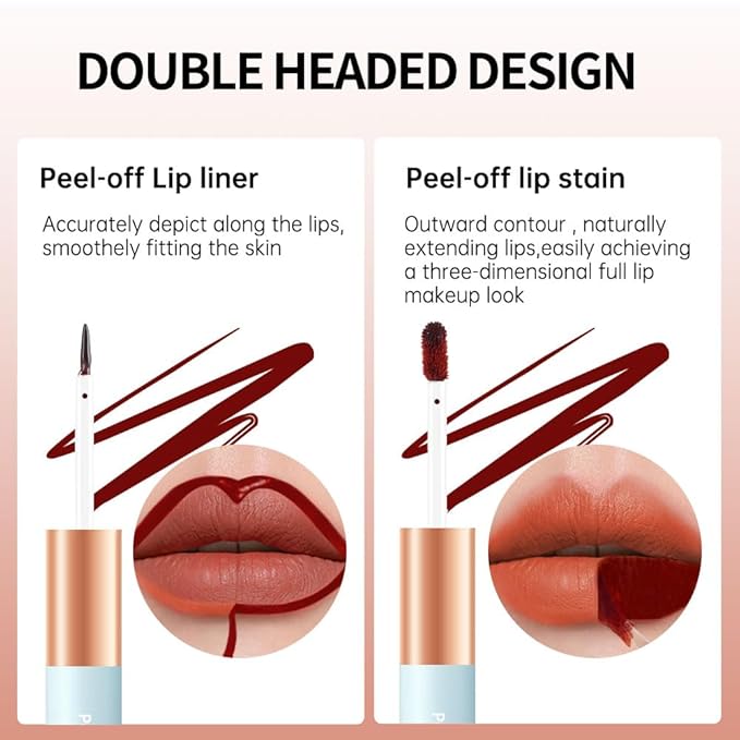 KXmzeG Matte Lip Liner Peel Off Lip Stain, Long Lasting Peel Off Lip Liner Stain, Peel-off Lip Gloss For All Skin Types, Transfer-proof Highly Pigmented Color Waterproof, (02#, Pack of 1)