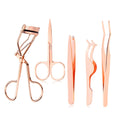 Arroyner 5 Pieces Eyelash Applicator Tool False Eyelashes Applicator Eyebrow Curler Eyebrow Scissors (Rose Golden)