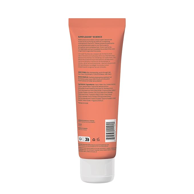 ATTITUDE Colorlast Hair Conditioner, For Color Treated Hair, Protects Color, Naturally Derived Ingredients, Vegan Detangler, Dermatologically Tested, Avocado Oil and Pomegranate, 8 Fl Oz