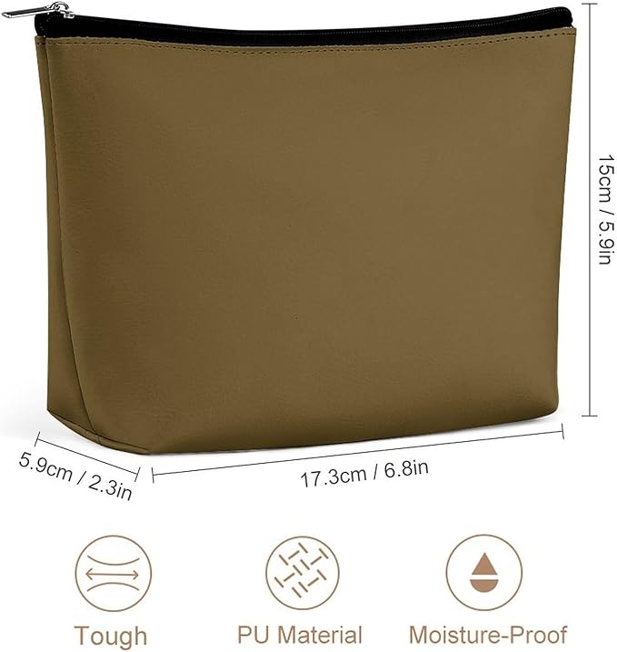 Meaudiwes Small Zipper Cosmetic Case, Portable Makeup Case, Toiletry Bag, Travel Cosmetic Toiletry Bag Brown