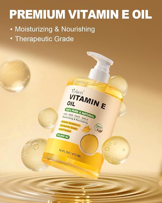 Yoken Vitamin E Oil for Skin 16 Oz Body Bath DIY oils for Face Cold Pressed