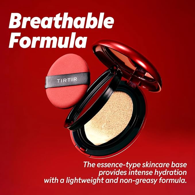 [*Mini Size*] TIRTIR Mask Fit Red Cushion Foundation | Full coverage, Weightless, Skin fit, Satin Glow Finish, Korean Makeup, beauty, Tattoo cover up, Buildable (#21W Natural Ivory, 0.15 Fl Oz)