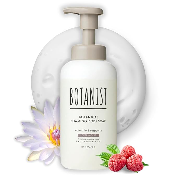 Botanist Shea Butter Body Wash for Women & Men, Foaming Body Wash for Sensitive Skin with Coconut Oil & Almond Extract, Sulfate & Paraben Free Foam BODY WASH from Japan 15.2 Fl Oz LILY & RASPBERYY