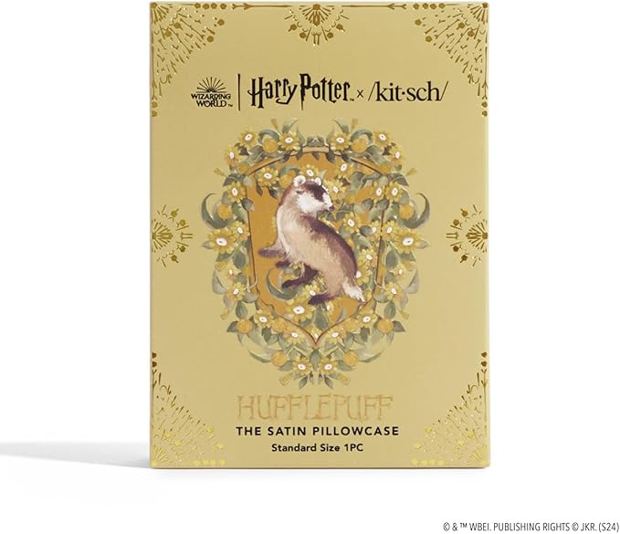 Kitsch & Harry Potter Satin Pillowcase W/Zipper - Size 19x26, Hufflepuff