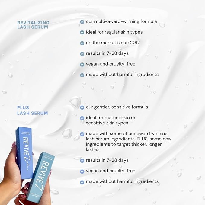 Revive7 Plus Revitalizing Lash Growth Serum for Eyelash Thickness - Serum Brow Enhancer Eyebrow - Lash Enhanced Formula for Longer, Full and Thicker Natural Eyelash, Made in Canada (3 ml)