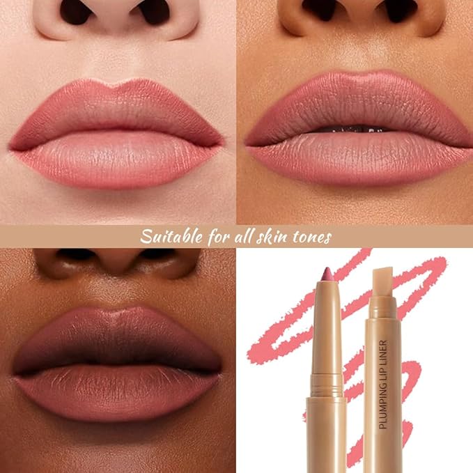 JUAAZIN Peony Pink Matte Lip Liner Pencil, Plump Lip Liners Long-Lasting Creamy Formula, With Silicone Smudger for Define Contours & Sculpting Lip, Waterproof Non-Staining Crayon Lip Liner 02#