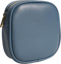 Benfan Leather Cosmetic Bag for Women Small Zipper Makeup Bag for Purse Waterproof Travel Makeup Organizer Charger Storage Pouch Color Blue