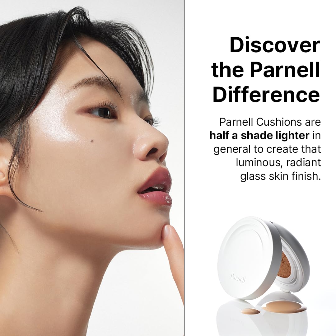 Parnell Cicamanu Serum Cushion - Moisturizing Foundation for Soothing, Coverage, Glass Skin and Lightweight for Sensitive and Dry Skin Pearl Skin (0.52 Fl Oz) (34N)