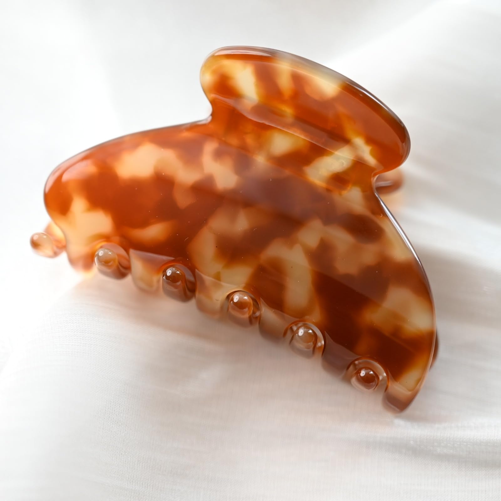 Prettyou Handmade Celluloid Acetate French Design Barrettes Tortoise Shell Claws Hair Claw Luxury Fashion Accessories Hair Clip for Women (coffee)