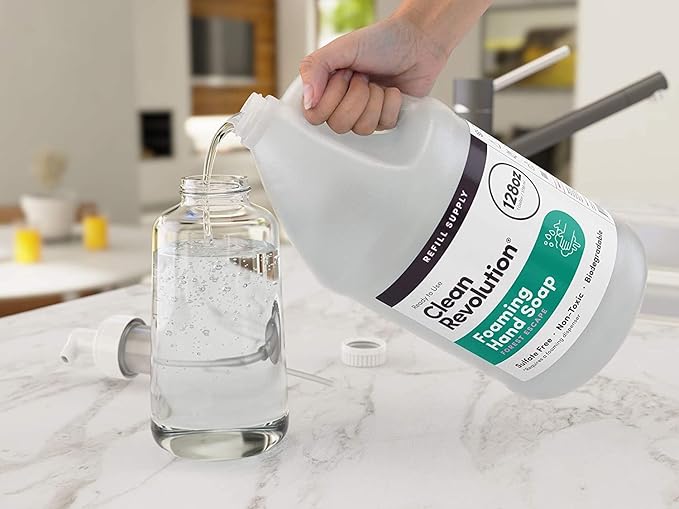 Clean Revolution Foaming Hand Soap Refill with Real Essential Oils, Moisturizing Sulfate-Free Hand Soap, Ready-to-Use Foam Soap Refill for Kitchen & Bathroom (Forest Escape, 128oz)