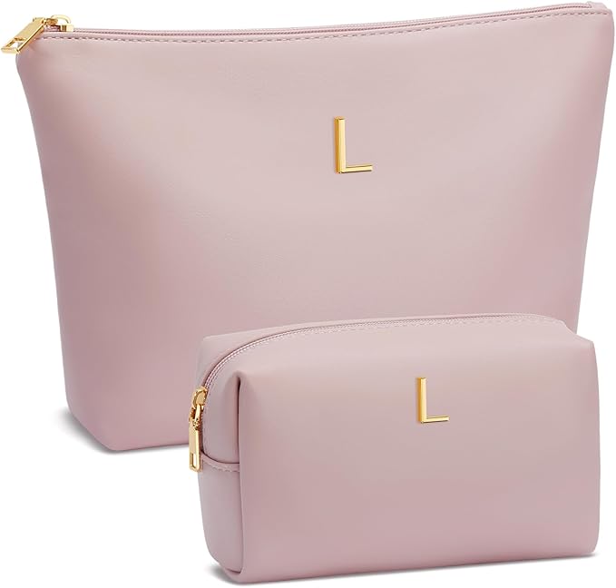 CLOUDWINGS Gifts for Women Girls Personalized Initial Travel Makeup Bag