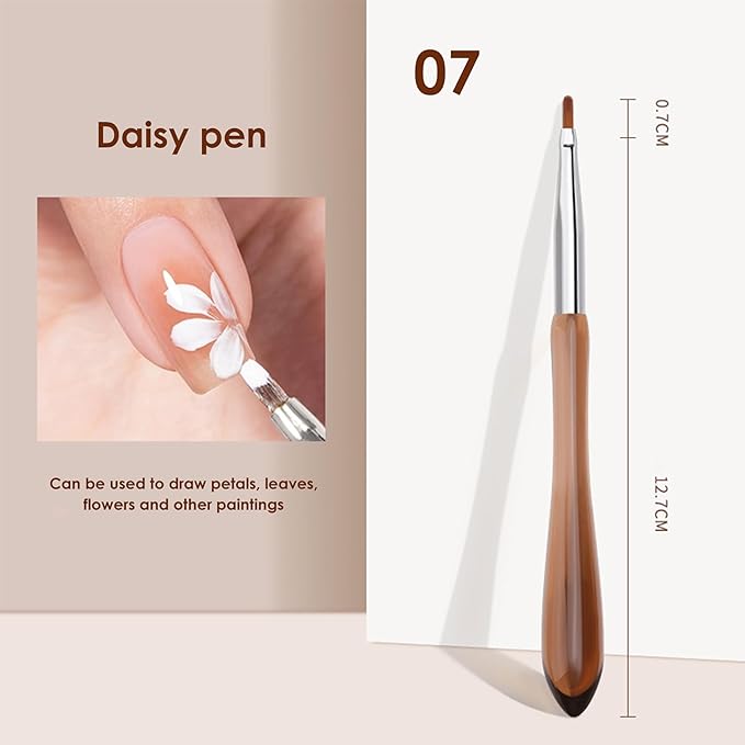 TipTrendz Nail Art Brushes Daisy Pen - Versatile Nail Drawing Pen for Petals, Leaves, Flowers, and Intricate Art Designs, 07