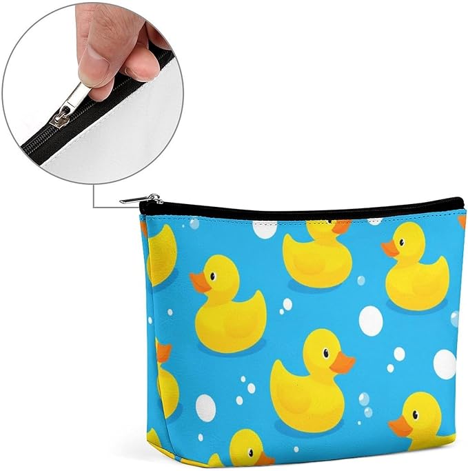 Meaudiwes Women's Toiletry Bag, Travel Cosmetic Bag, Large Makeup Case, Yellow Rubber Duck Personality Fashion Zipper Cosmetic Case