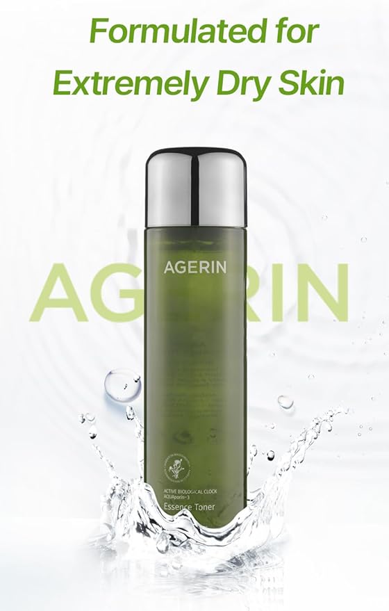 AGERIN Essence Toner with Ageratum for Sensitive and Dry Skin, Anti-Itch, Steroid Free, Skin Trouble Care, Calming Skin, Refreshing, Hydrating, Purifying, Cruelty Free, Vegan (4.39 Ounces)