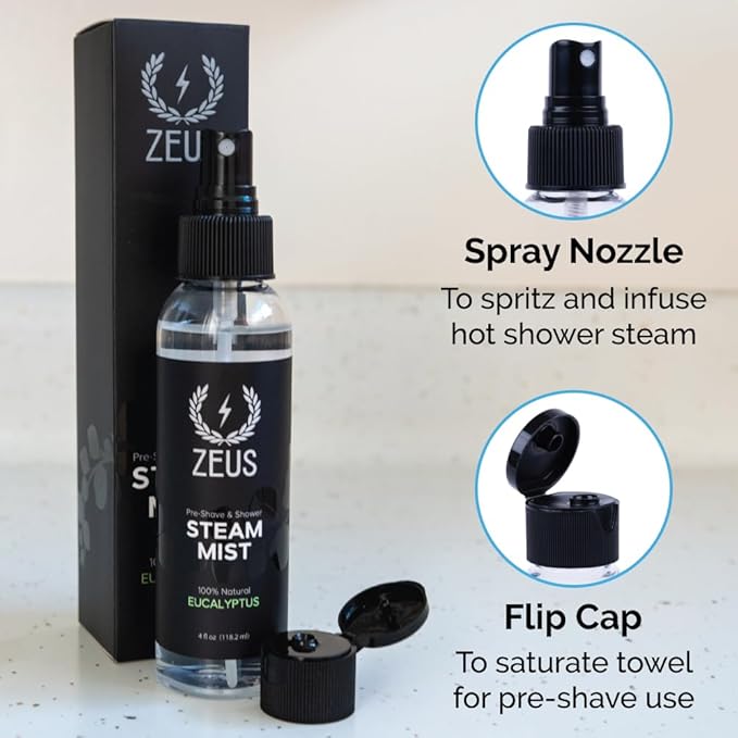 ZEUS Eucalyptus Steam Mist, Natural Aromatherapy Shower Spray (4 oz)
