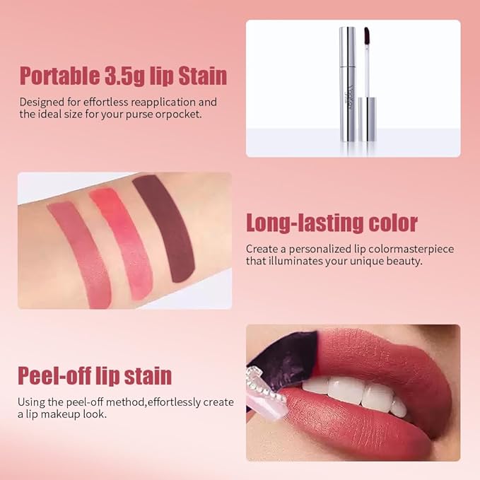 VaaKav Peel Off Lip Stain Lip Liner – Waterproof Tattoo Lip Tint, Long Lasting Smudge-Proof Transfer-Proof, Highly Pigmented Precision Lip Liner for Full Lips(02 Orange Light)