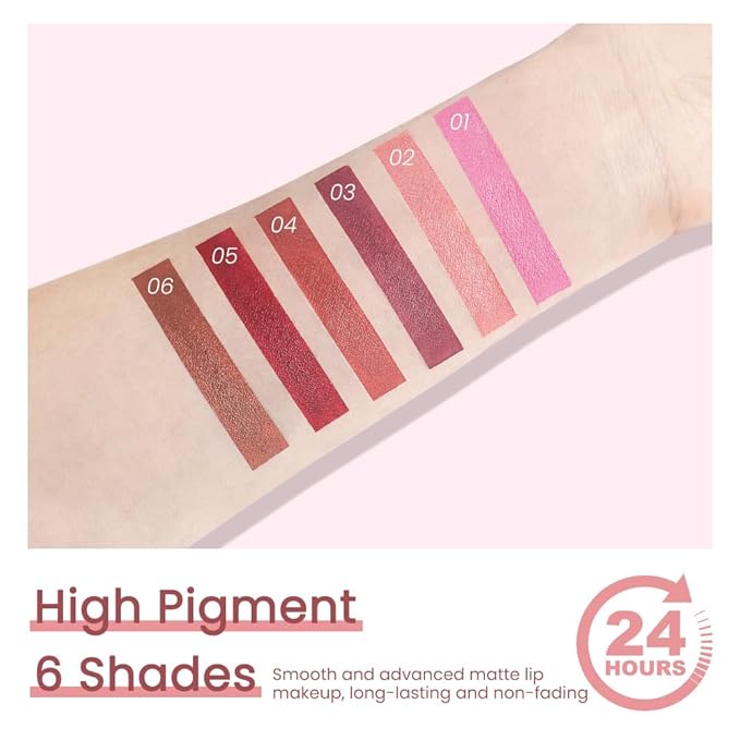 CAKAILA Nude Lip Stick,Matte Cream Lipstick Set for Women,Long Lasting Waterproof Smudge Proof Velvet lipsticks Crayon,Lip Makeup Kit Travel Size,Vegan & Cruelty-free (Pack of 1)