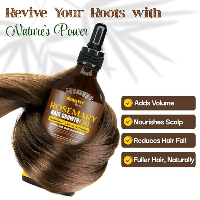 Gutaderme Rosemary Oil For Hair Growth (3.4 Fl Oz) Infused With Biotin, Vitamin E, Almond Oil & Coconut - Hair Strengthening, Nourishing & Volumizing