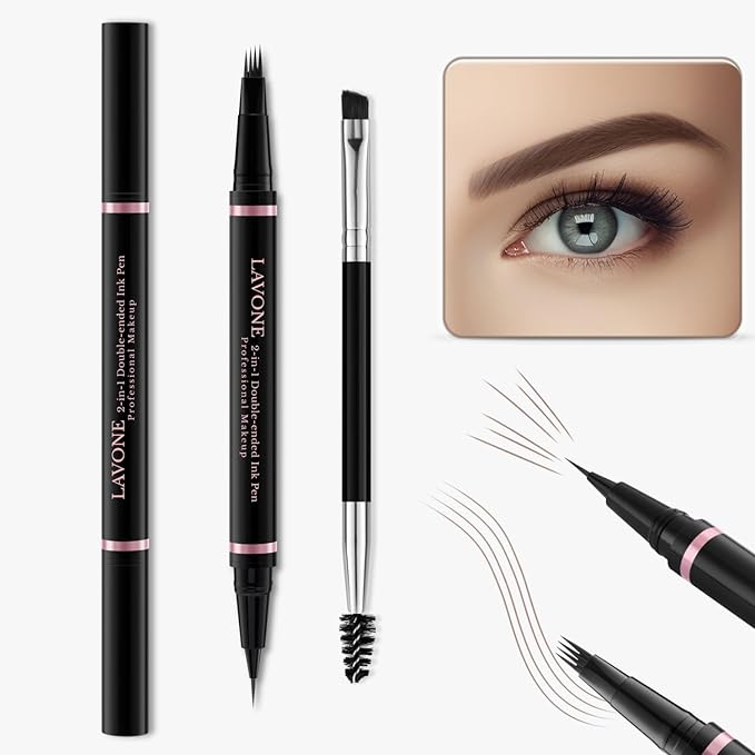 LAVONE Eyebrow Pen Kit, Waterproof Brow Pencil, Pomade,Eyeliner, Ash Blonde