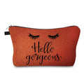 Hello Gorgeous Makeup Bag – Sparkly Orange Cosmetic Bag for Women – Travel Toiletry Organizer Pouch – Glitter Zipper Bag Bridesmaid Gift, Birthday, Holiday