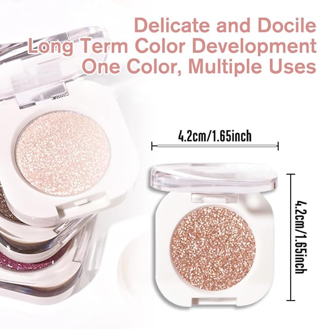 HHLTOH Light Brown Single Glitter Eyeshadow Makeup, Neutral Cream Eye Shadow for Women, Brown Shimmer Singles Eyeshadow Palette Pigmented Waterproof, sombras para ojos, Blendable, Vegan & CrueltyFree