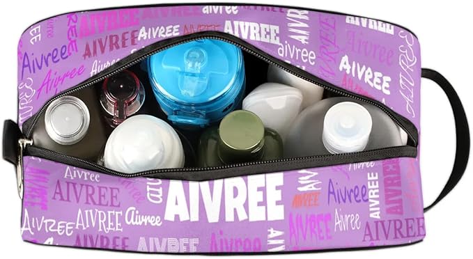KFNHN Personalized Name Toiletry Bag, Orchid Purple Color, Colorful Names