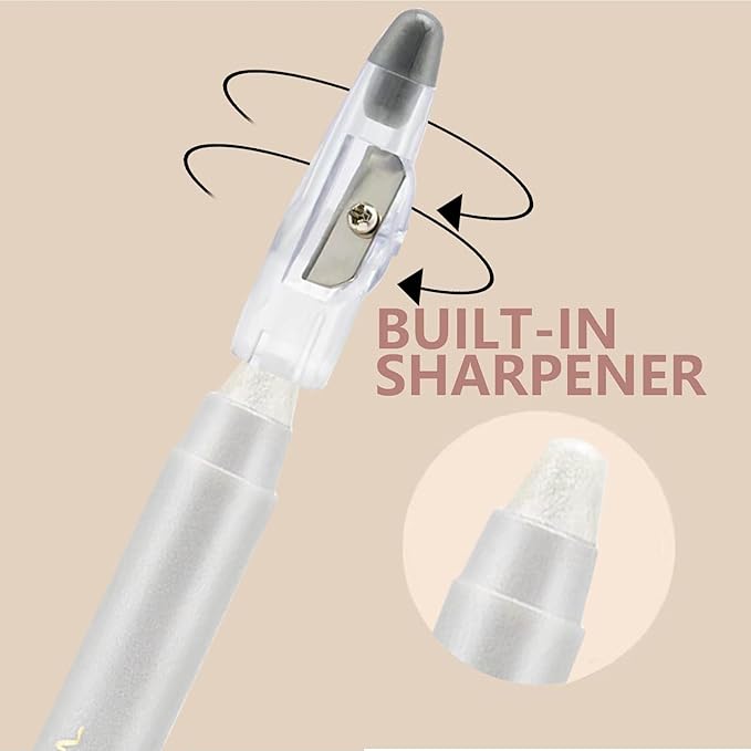 Daeuwiutr White Eyeshadow Stick, Highlighter Eye Liner,Eye Brightener Stick, Shimmer Creamy eye shadow, Waterproof Eyeshadow Pencil Long Lasting Eye Shadow Makeup. #5 white shimmer