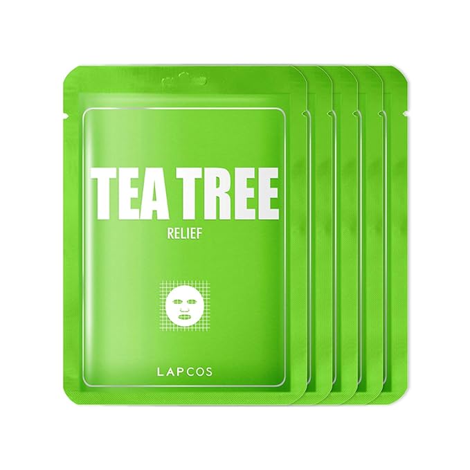 LAPCOS Derma Tea Tree Sheet Face Mask - Soothing & Calming (Pack of 5)